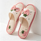 CouldNook Strawberry Trim Open Toe House Slippers - Soft Indoor Accent