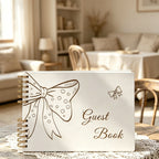 CouldNook Laser Engraved Guest Book - Bow Spiral Bound Notebook