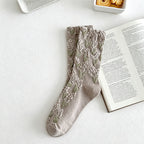 CouldNook Embossed Floral Mid-Calf Socks - Women's Retro Casual Stackable Socks