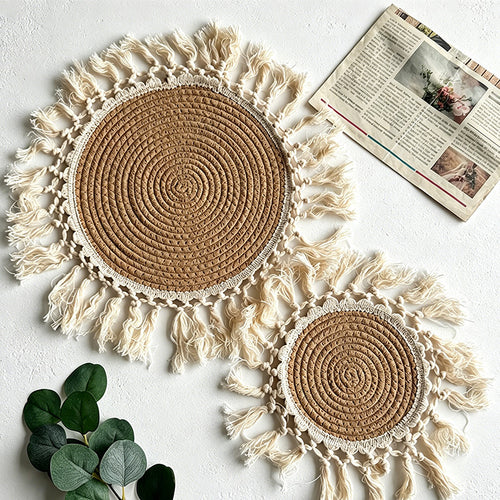 CouldNook Bohemian Tassel Mat - Aesthetic Woven Table Protector
