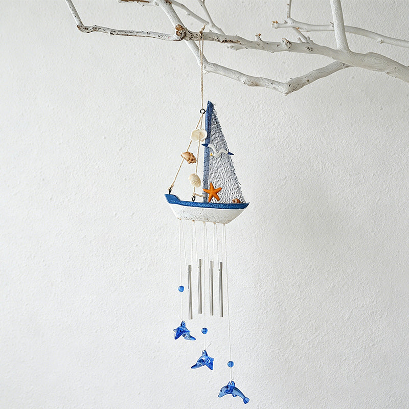 CouldNook Blue & White Wooden Sailboat - Nautical Sailboat Wall Ornament