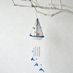 CouldNook Blue & White Wooden Sailboat - Nautical Sailboat Wall Ornament