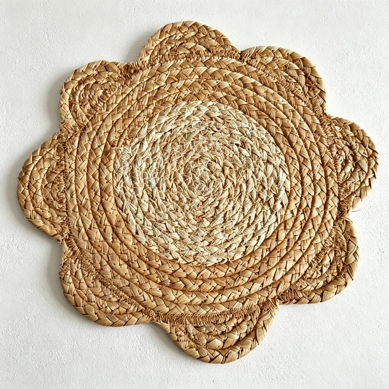CouldNook Faux Straw Flower Shape Table Placemat - Practical Room Accent