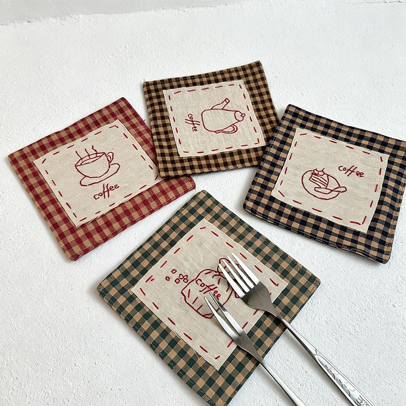 CouldNook Plaid Dining Set - Four-Piece Colorful Table Pad Pack