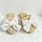 CouldNook Bunny Ear Bow Open Toe Slippers - Soft Bedroom Accent