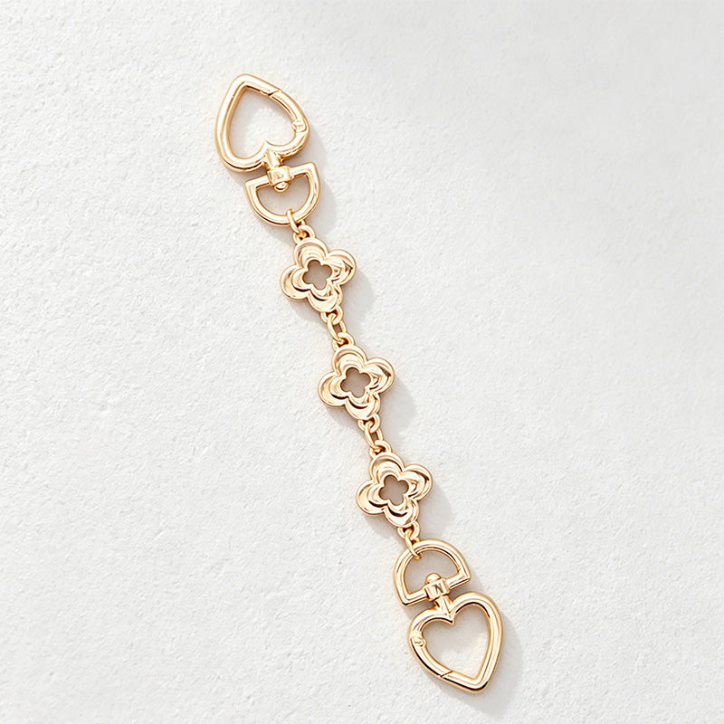 CouldNook Linked Floral Bag Charm Chain - Heart Accent