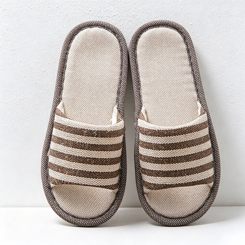 CouldNook Contrast Trim Stripe House Slippers - Warm Indoor Display Accent