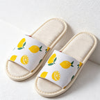 CouldNook Linen-Look Printed Open Toe Slippers - Fresh Home Accent