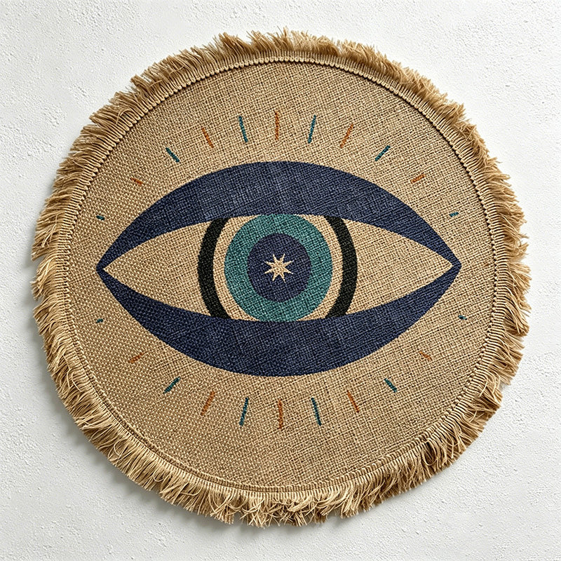 CouldNook Printed Jute Tassel Mat - Aesthetic Bohemian Round Placemat