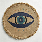 CouldNook Printed Jute Tassel Mat - Aesthetic Bohemian Round Placemat
