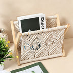 CouldNook Macrame Wood Magazine Rack - Home Storage Decor