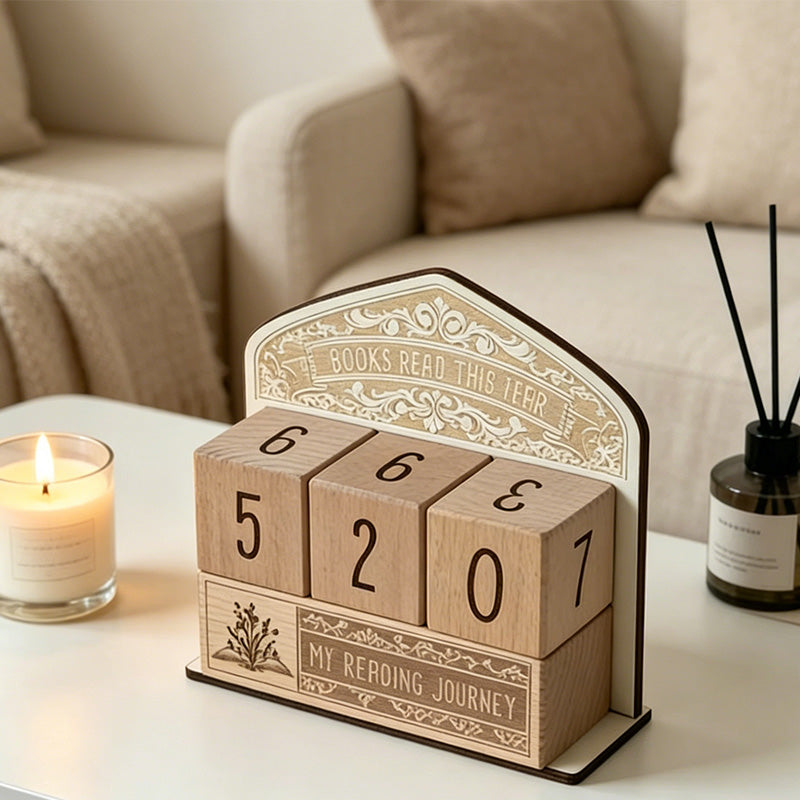 CouldNook Beech Wood Reading Counter - Digit Tracker Desk Ornament