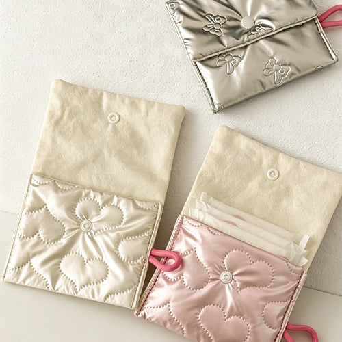 CouldNook Bow Embossed Mini Storage Pouch - Portable Makeup & Sanitary Bag