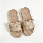 CouldNook Flax-Look Cross Strap Slide Slippers - Soft Home Accent