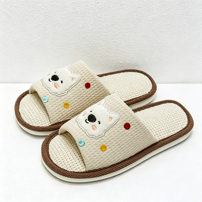 CouldNook Bear Dog Open Toe Slippers - Warm Indoor Accent