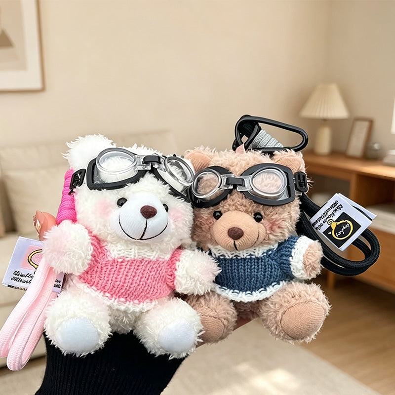 CouldNook Teddy Bear Goggle Bag Charm - Sweater Accent