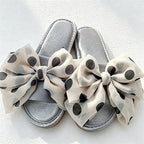 CouldNook Polka Dot Bow Open Toe Slippers - Sweet Dressing Accent
