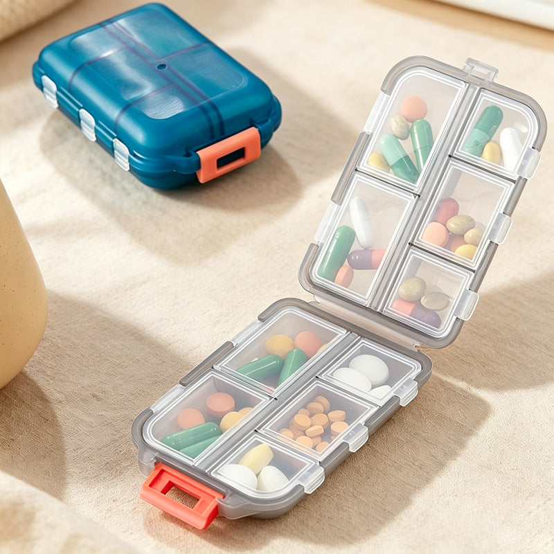 CouldNook Portable Folding Pill Organizer - Eight Clear Compartments