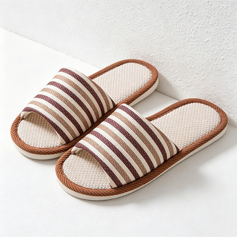 CouldNook Soft Stripe Open Toe Slippers - Relaxed Indoor Accent