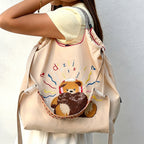 CouldNook Headphone Bear Sequin Embroidery Shopping Bag - Everyday Market Accent