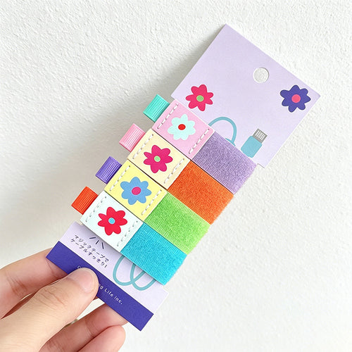 CouldNook Cartoon Flower Cable Holder Straps - Reusable Velcro Cord Organizer