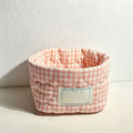 CouldNook Heart Quilted Gingham Storage Basket - Cute Desktop Organizer Bin