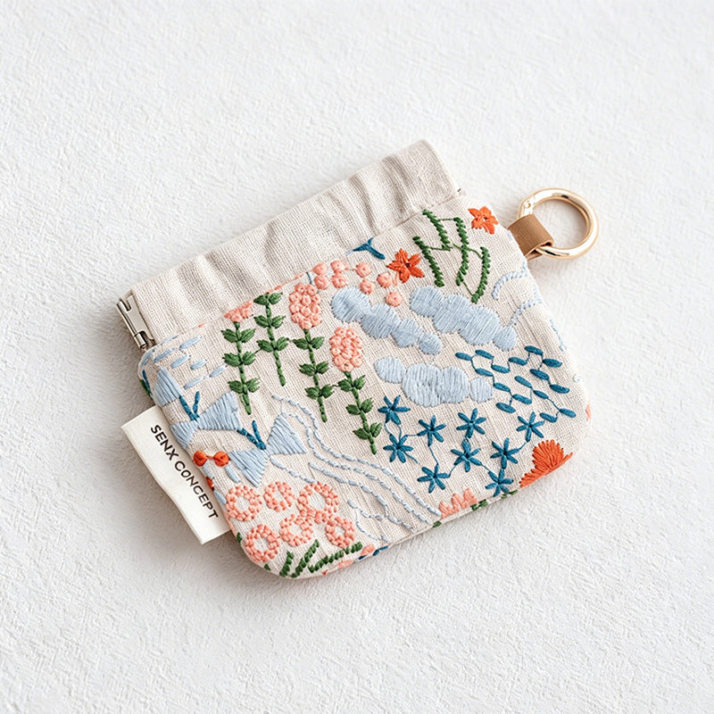 CouldNook Fake Lined Floral Drawstring Storage Pouch - Small Vanity Accent