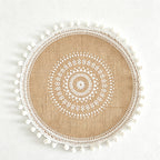 CouldNook Jute Ball Edge Woven Placemat - Aesthetic Rustic Table Mat