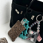 CouldNook Leopard Heart Makeup Bag Set- Aesthetic Quilted Canvas Case