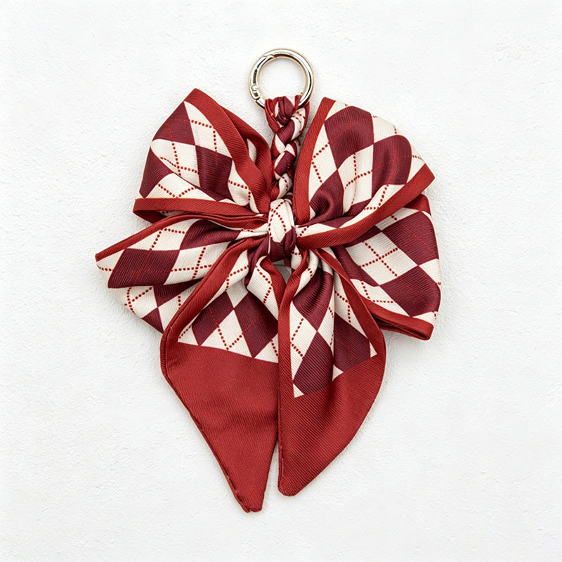 CouldNook 5.51''  Red Series Pattern Bow Bag Charm - Handle Accent