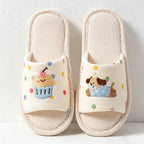 CouldNook Soft Animal Applique Open Toe House Slippers - Warm Home Accent