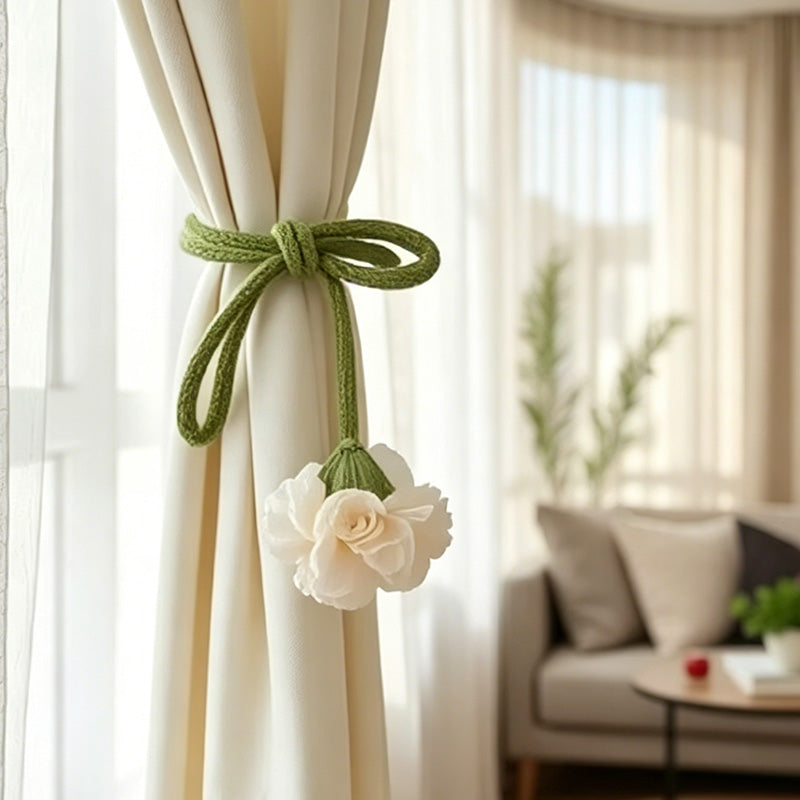 CouldNook Flower Curtain Tieback - Soft Drapery Holder (谭琪0610-8BW7HBCT01-OK)