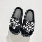 CouldNook Gingham Flower EVA Slide Slippers - Cheerful Lounge Accent