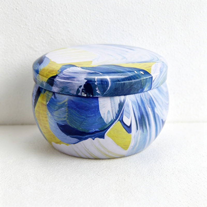 CouldNook Textured Marbled Glass Candle - Easy Storage Accent