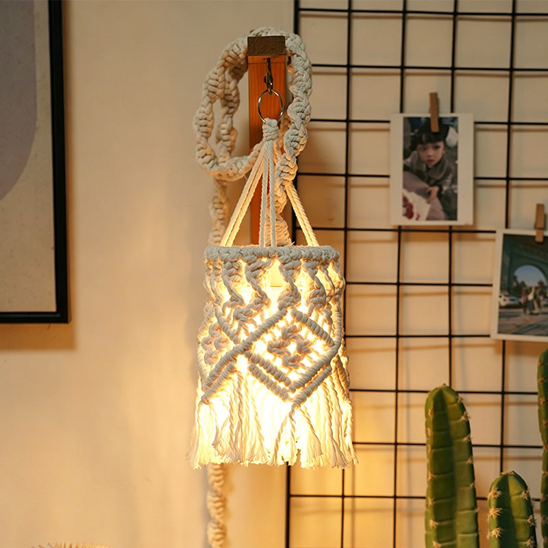 CouldNook Mini Macrame Pendant Lamp - Boho Light Shade(Cord Not Included)