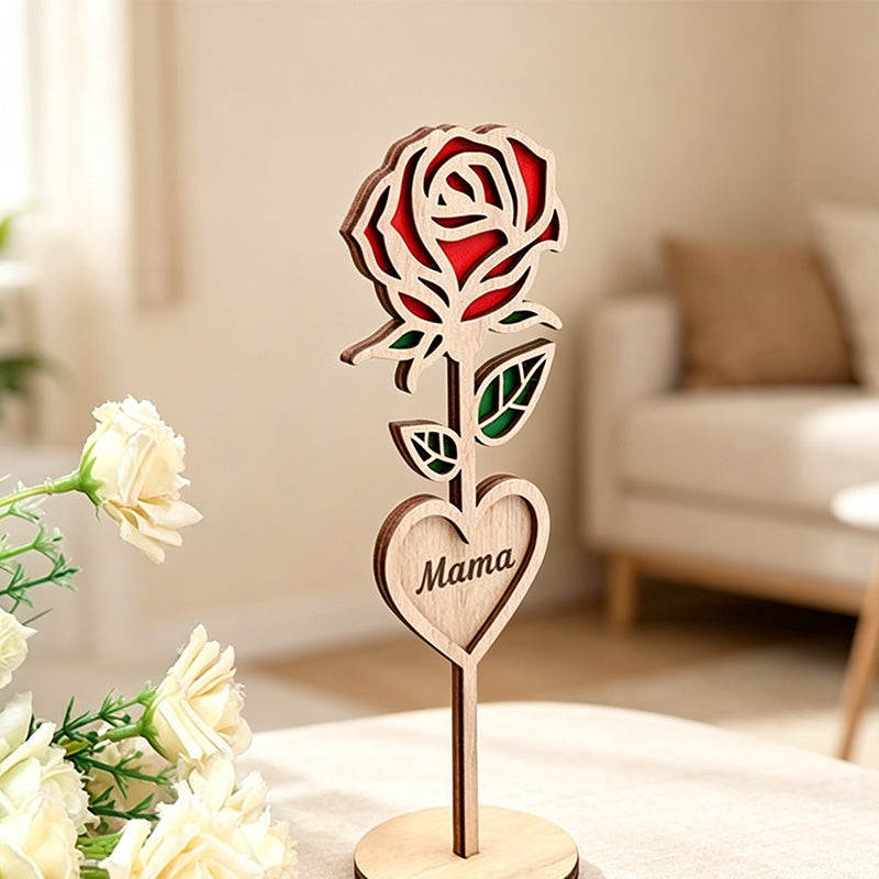 CouldNook Layered Laser Cut Wooden Mama Rose Ornament Gift Box Set