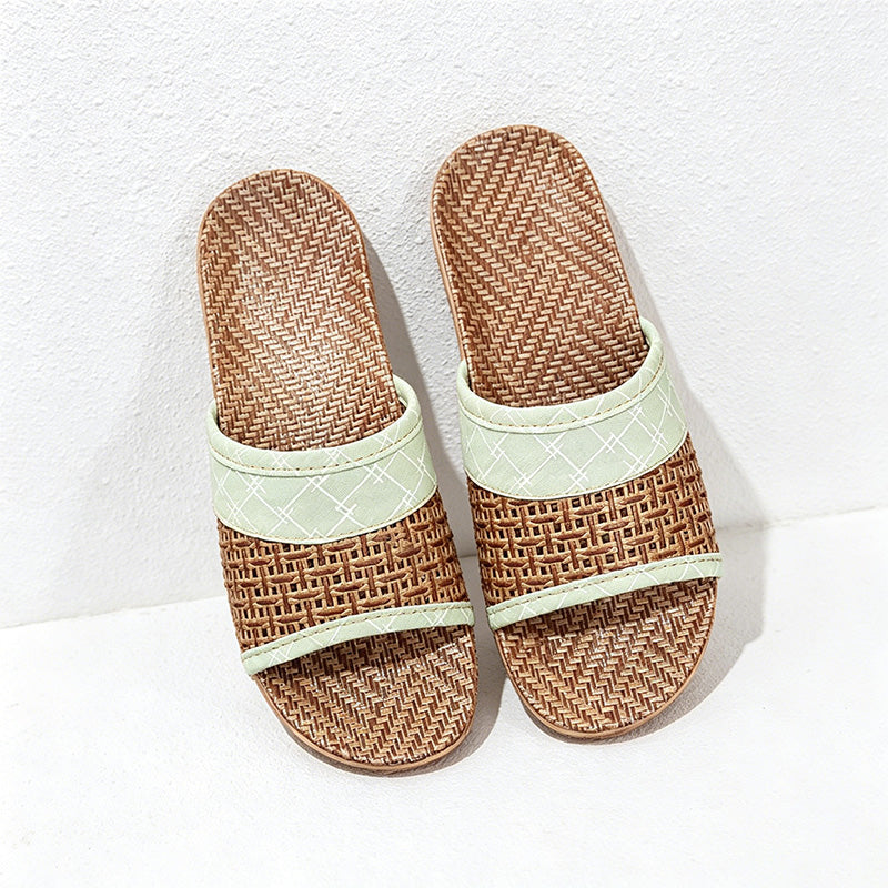 CouldNook Flax-Look Cross Strap House Slippers - Natural Indoor Accent