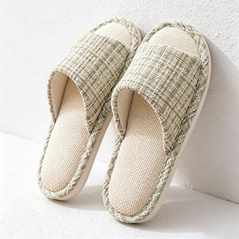 CouldNook Tweed-Look Open Toe Slippers - Soft Room Accent