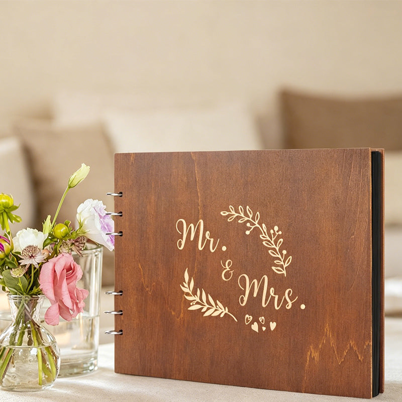 CouldNook Wood Wedding Guest Book - Keepsake Memory Album