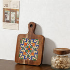 CouldNook Acacia Wood Blue Floral Tile Trivet - Heat Resistant Kitchen Pot Holder