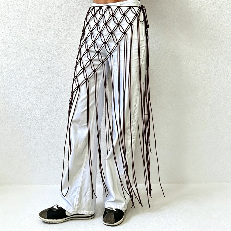CouldNook Macrame Fringe Skirt Cover - Layered Decor Accent