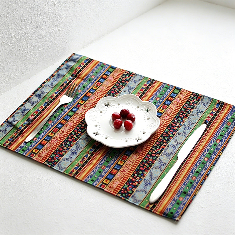 CouldNook Double-Layer Ethnic Placemat - Aesthetic Linen-Cotton Mat