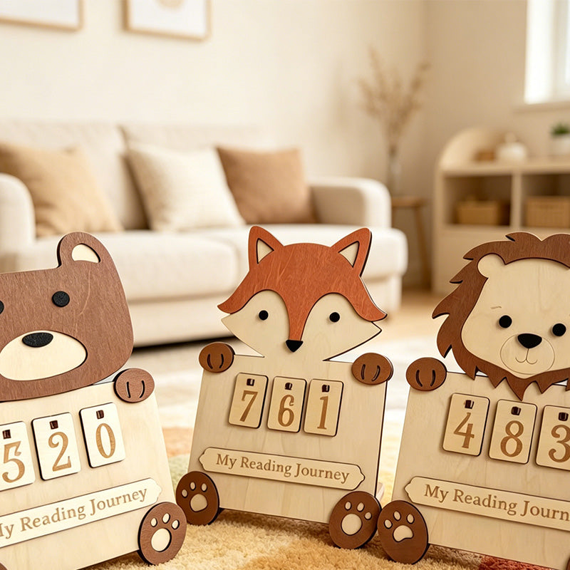 CouldNook 3D Animal Wooden Reading Counter - Tracker Desk Decor Frame