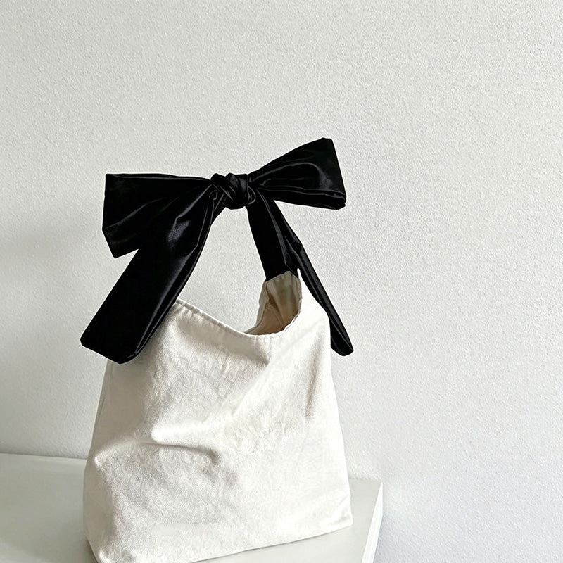 CouldNook Bow Canvas Shopping Bag - Aesthetic Large Capacity Tote