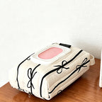CouldNook Stripe Bow Quilted Wipe Bag - Aesthetic Portable Storage