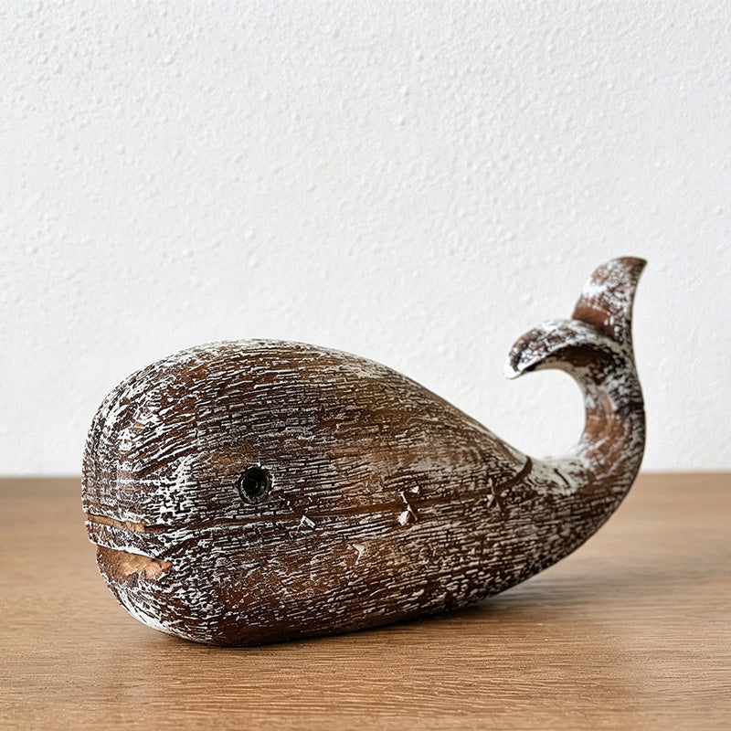 CouldNook Miniature Resin Whale Ornament - Vintage Nautical Desktop Decor