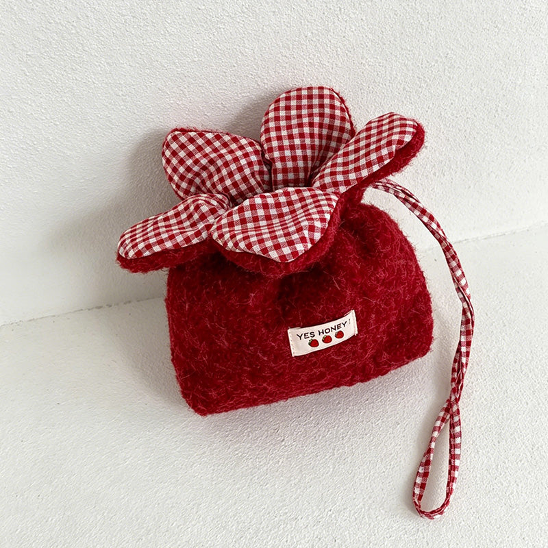 CouldNook Plush Drawstring Flower Bag - Giftable Carry Accent