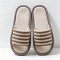 CouldNook Striped Linen-Look Open Toe Slippers - Everyday Indoor Accent