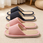 CouldNook Soft Padded Linen-Look House Slippers - Calm Indoor Accent
