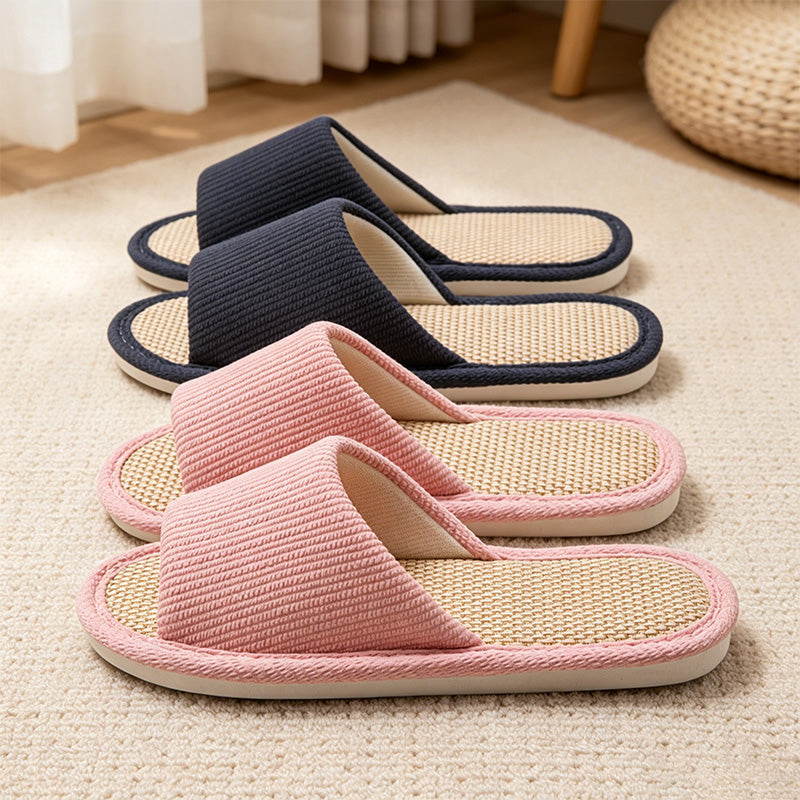 CouldNook Soft Padded Linen-Look House Slippers - Calm Indoor Accent